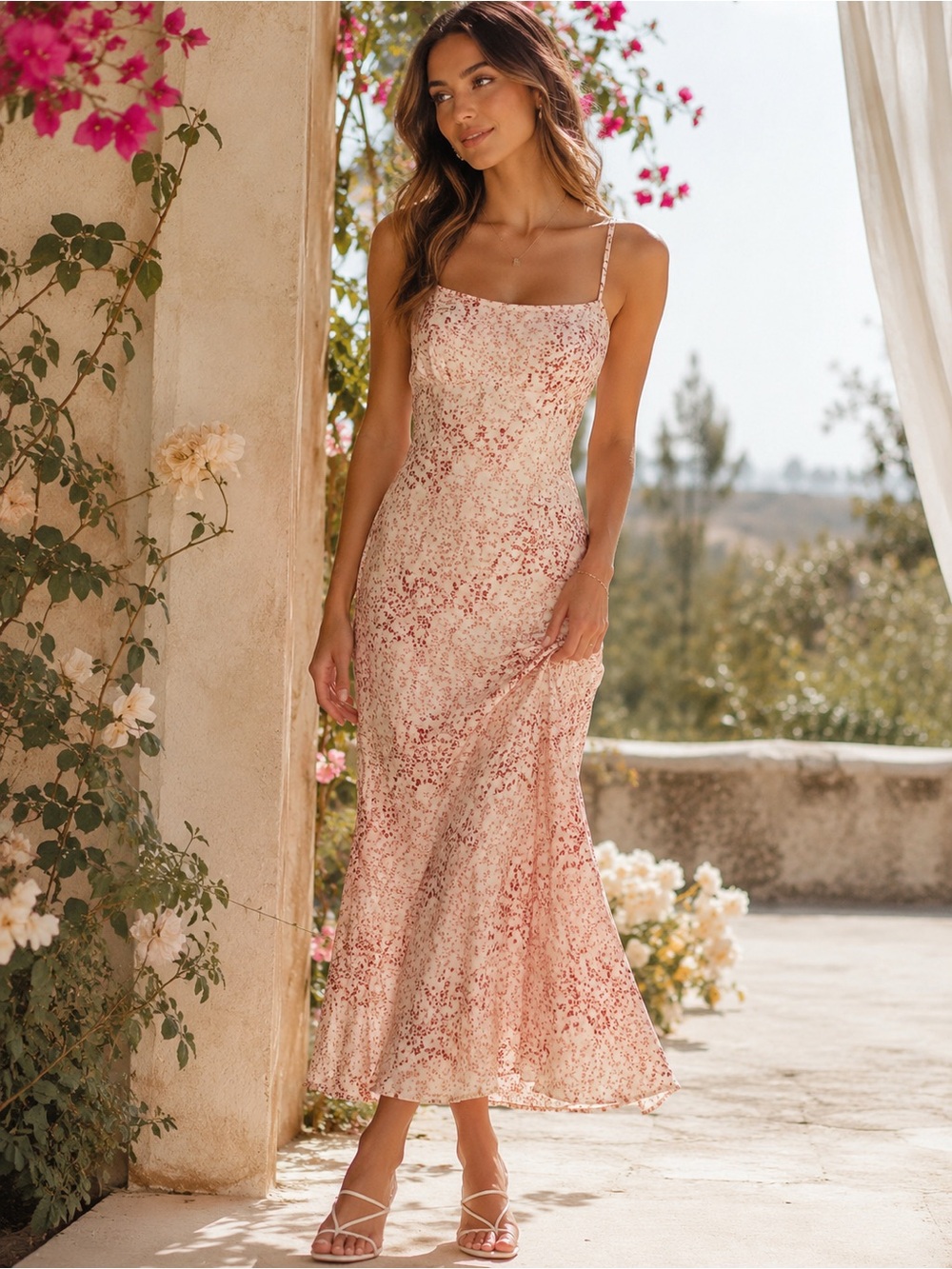 West of Melrose Floral Open Back Midi Dress | Cottagecore Garden Party | XS